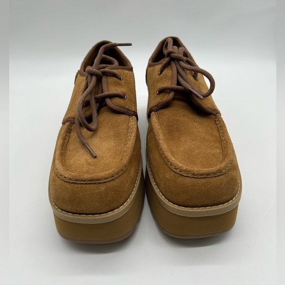 UGG Women’s Suede Platform Oxford Shoes – Chestnut Brown New Without Box - Picture 5 of 12